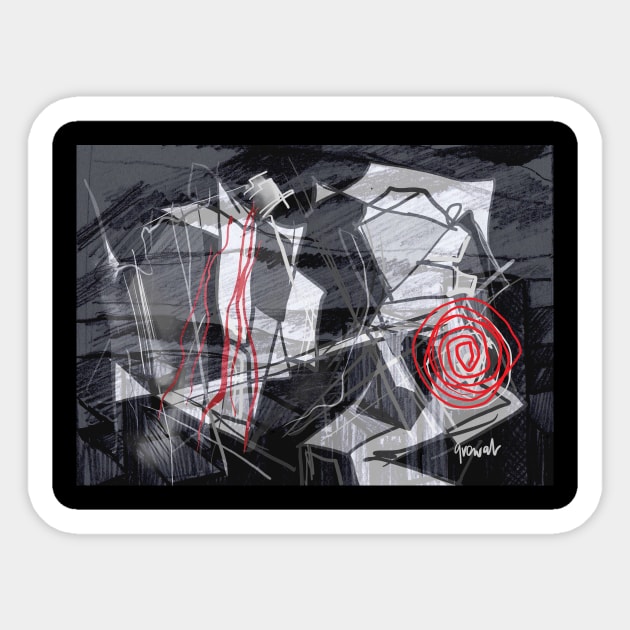 Black and Red abstract Sticker by sukhpalgrewal